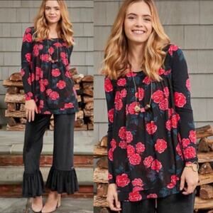 Matilda Jane Mesh Floral Winter Blooms Empire Waist Tunic Large